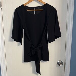 Ann Taylor Black Blouse with Tie Detail